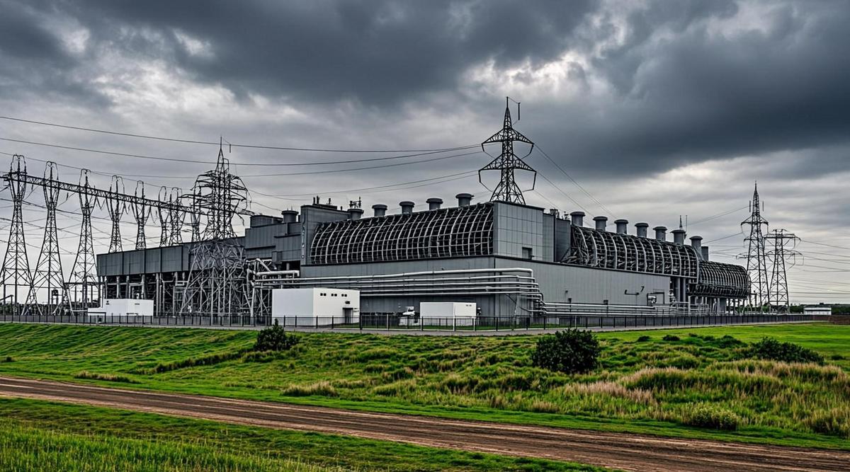 OpenAI приостановила проект Stargate UK: компания ждет снижения цен на энергию Современное здание дата-центра с промышленными установками охлаждения на фоне поля и облачного неба